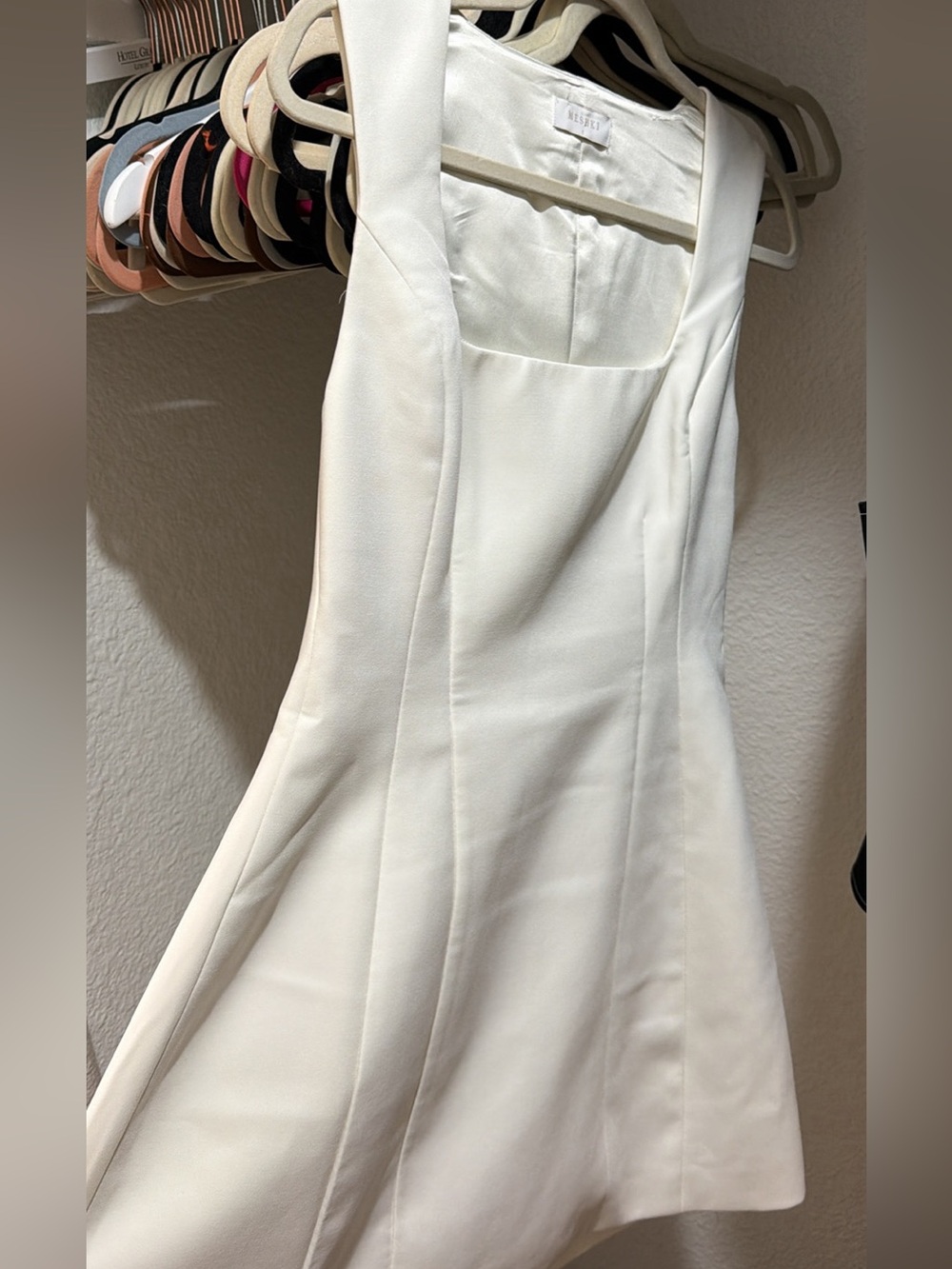 Meshki Cream Square-Neck Mini Fit-and-Flare Dress Lysandre Sz Small